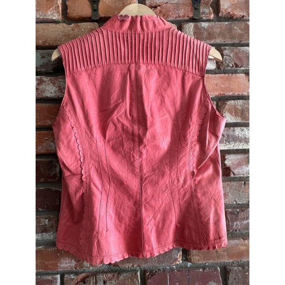 Genuine Leather Vest Coral Pink Scalloped Trim Tailored Size 14 NWT Vintage - Picture 6 of 13
